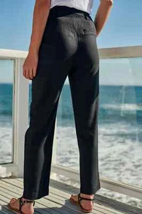 Next Linen Blend Taper Trousers Size 14 XL Leg Pants Loose Elasticated RRP £25 - Picture 1 of 9
