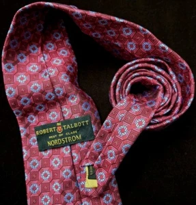 Robert Talbott BOC Magenta And Grayish Blue Geometric Pattern 58/4 Silk Tie - Picture 1 of 7