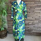 Vintage 70s Hawaiian Colorful Floral Long Sleeve Maxi Dress