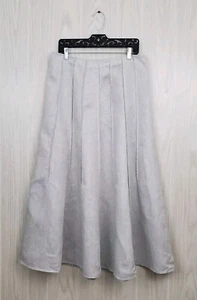 J JILL Elegant Linen Blend Gray Metallic Shimmer Woven Pleated Ankle Skirt 10 NW - Picture 1 of 9