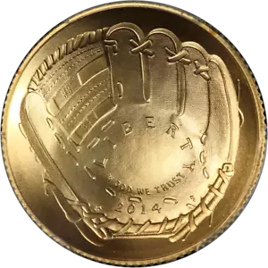 2014-W Baseball Hall of Fame Commem Gold $5 PCGS MS70 - Picture 1 of 4