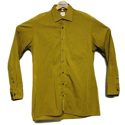 OLYMP LUXOR Mens Mustard Green L/S Ctn Btn Down w/ Pocket Size 16/41 - Image 1 of 4