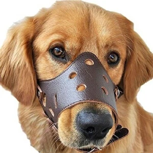 Muselière en cuir marron réglable pour chiens taille L anti morsures - Imagen 1 de 5