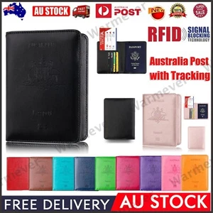 Slim Leather Travel Passport Wallet Holder RFID Blocking ID Card Case Cover AU - Picture 1 of 25