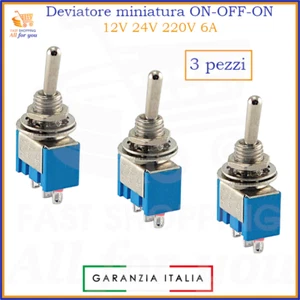 Micro interruttore deviatore a levetta leva unipolare 3 pin mini 12V 24V 220V 6A - Imagen 1 de 3