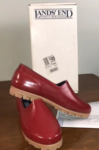 Lands End Womens Sz 7 Shoes Brick Red Rubber Rain Duck Slip-On Waterproof 39423 - Picture 1 of 7