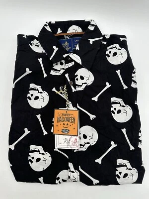 RUGBY University Men's Shirt Black Skull And Bones Graphic Print Size LRG - Image 1 of 4