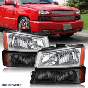 Chrome Headlights + Black Bumper Light fit 2003-2006 Silverado 1500 2500 3500 - Picture 1 of 15