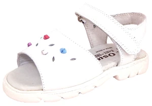 DE OSU - Girls Sandals -White Leather Flower Buds -European -Spain -Sizes 7-10.5 - Picture 1 of 6