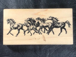 Galloping Running Horses Wood Mount Rubber Stamp Art Crafts by Inkadinkado NOS - Picture 1 of 12