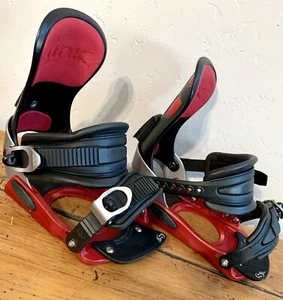 Fijaciones de snowboard Sims Link rojas y negras talla S/M - sin discos de montaje ni hardware - Imagen 1 de 7
