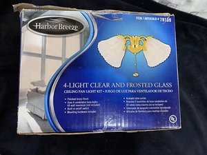 Harbor Breeze Ceiling Fan Light Kit Brass Finish Frosted Glass Shade 78169 - Picture 1 of 3