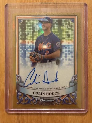 2024 Bowman Sterling Colin Houck Gold Refractor Auto 45/50 New York Mets #PA-CH - Image 1 of 2