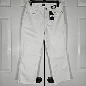 Lee Women’s Bright White Mid Rise Capri Pant Cropped Sz 6M NWT - Picture 1 of 13