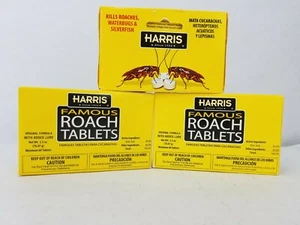 Lot of (3) Harris Famous Roach Baited Tablets Kill Pests Roaches Waterbugs 60 Ct - Picture 1 of 1