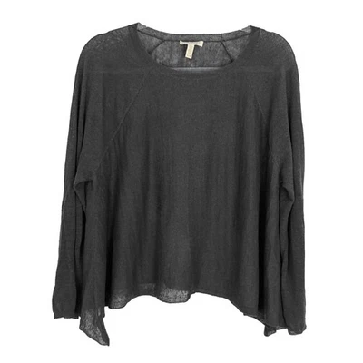 Top ligero de lino orgánico EILEEN FISHER Petites PL gris columpio transparente usado en excelente estado B61 Foto 1 de 4