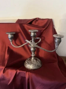 Kirk and Son Sterling Silver Repousse Candelabra Chased Floral Candle Holder - Picture 1 of 8