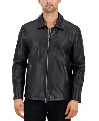 Alfani 男式深黑色人造皮革夹克-2XL 48-50 — 第 1/4 张图片