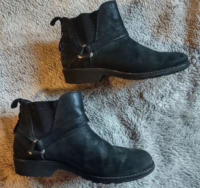 Teva Western кожаные ботинки ботинок лодыжки эластичной низкий каблук тянуть на черный размер 7,5 - Изображение 1 из 4