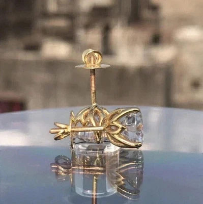 1.50Ct Round Lab-Created Diamond Solitaire Stud Earrings 14K Yellow Gold Plated - Image 1 of 4