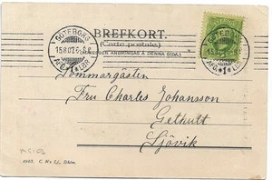 SCHWEDEN POSTKARTE 1907 MIT 5erz GRÜN AUS GÖTEBORG MEINE REF 2449 - Bild 1 von 2