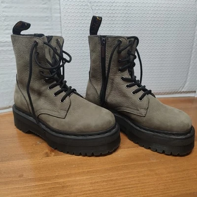 Dr. Martens Jadon Hombres 5 Mujeres 6 Marrón Cuero Nobuck Botines con Cordones Cremallera Foto 1 de 4