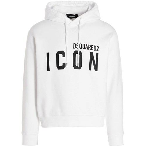 Felpa con cappuccio bianca Dsquared2 Cool Fit logo icona grande