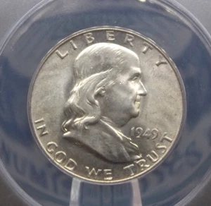 Medio dólar de plata Franklin 1949 "P" 50c ANACS MS61 FBL #407 sin circular ECC&C - Imagen 1 de 5