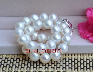 AAAAA 17"11-12mm Perfecto Redondo REAL Natural Mar del Sur Blanco Collar Perla 14K - Imagen 1 de 5