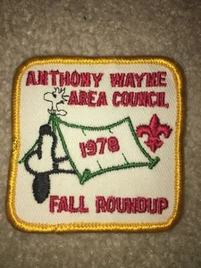 Boy Scout 1978 Anthony Wayne Area Indiana Council Snoopy Beagle Cartoon Patch - Picture 1 of 1