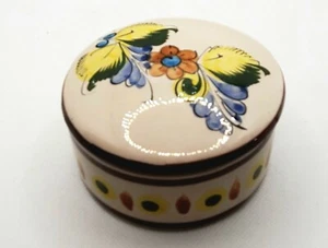 Round Trinket Box Tonala Pottery Hand Painted Signed Mexico Beautiful  - Picture 1 of 6