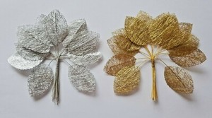 Lacy effect Rose leaves Silver or Gold, cakes, cards, buttonholes, corsages