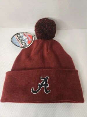 Zephyr Colorado Collection Oakland A’s Logo Maroon Knit Youth Cap w Pom NEW! - Image 1 of 4
