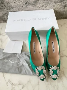 New Authentic Manolo Blahnik Hangisi 70 Satin Pump Pumps Heels Shoes Size 36 - Picture 1 of 10