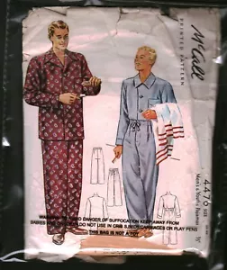 4476 Vintage McCalls SEWING Pattern Mens Pajamas Two Lengths Trousers Shirt M - Picture 1 of 2