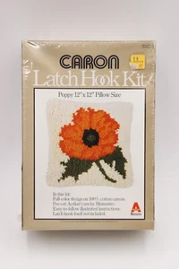Vintage Caron Poppy Latch Hook Kit 12 x 12 Pillow Size 1977 Sealed - Picture 1 of 5