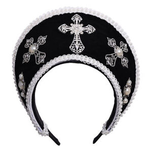 VTG Women's Cross Tudor Renaissance Headpiece Royal French Hood Coronet Headwear