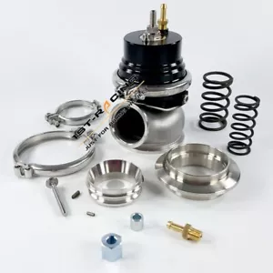 Black 60mm External Wastegate Actuator+Inlet Outlet V-Band Clamp Flanges 24PSI - Foto 1 di 5