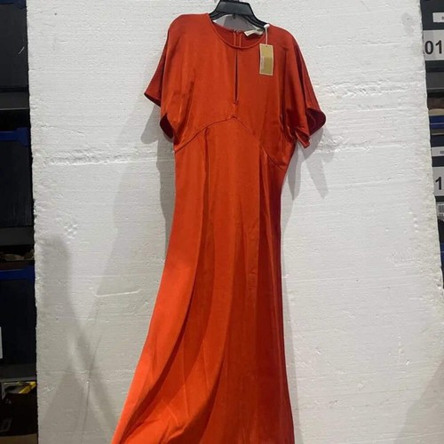 Michael Kors Mf381Oi99G 887 M Arancione Svolazzante Abito Midi Taglia:Media