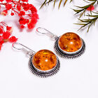 Baltic Amber Vintage Handmade Jewelry 925 Sterling Silver Earrings 1.7" GSR-5911