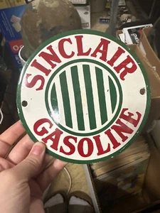 Round 6" Porcelain Sinclair Gasoline Sign - Picture 1 of 6