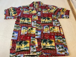 Winnie Fashion Men's Medium Hawaiian Shirt Palms Surf Short Sleeve multi USA - Picture 1 of 4