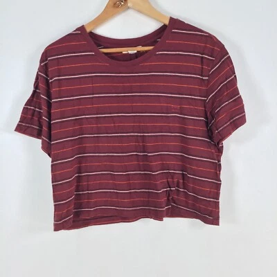 Billabong Mujer Camiseta Talla S Rojo Rayas Crop Manga Corta Algodón 059459 Foto 1 de 4