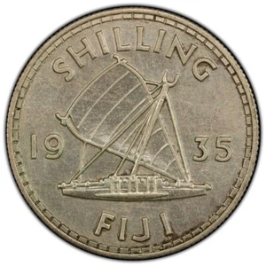 Fiji 1935 One Shilling 1/- George V (Silver) - PCGS Genuine UNC Details (4566152 - Imagen 1 de 3