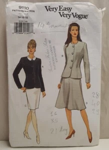 Vintage Very Easy Very Vogue Pattern 9110 c1996 Cut Sz 16 Misses Jacket & Skirt - Picture 1 of 4