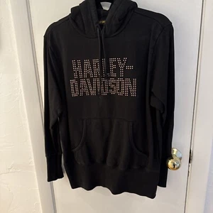 Harley Davidson Women’s Black Logo Hoodie Size X Small $129 Studs - Picture 1 of 8
