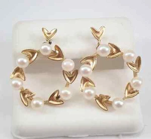 2Ct Round Cut Natural Pearl Women's Drop Dangle Earrings 14K Yellow Gold Plated - Picture 1 of 6