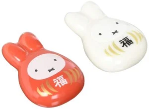 "Miffy" Chopstick Rest Set Fuku Daruma Red and White Made in Japan - Picture 1 of 1