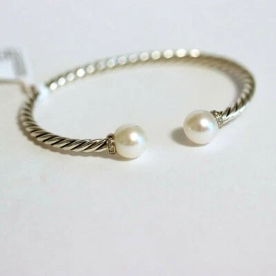 Brazalete David Yurman Solari 9 mm perlas cuentas y diamantes plata L Foto 1 de 4
