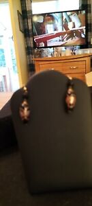 Beautiful Antique MURANO Gold Care & blue Glass Dangle Earrings With Gold Gildin